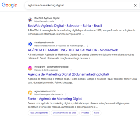 exemplo de palavra-chave comercial