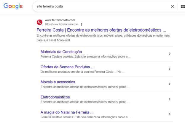 exemplo de palavra-chave navegacional