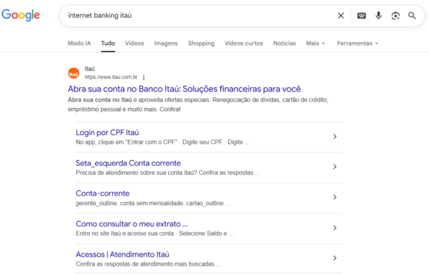 exemplo de palavra-chave navegacional