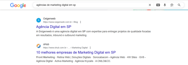 exemplo de pesquisa de palavra-chave no google