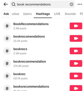 exemplo de pesquisa de palavra-chave no tiktok